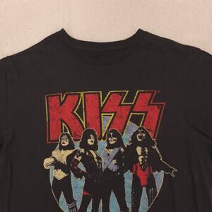 Kiss World Tour 77 Band Crew Neck Graphic T Shirt Mens Size Medium M Black